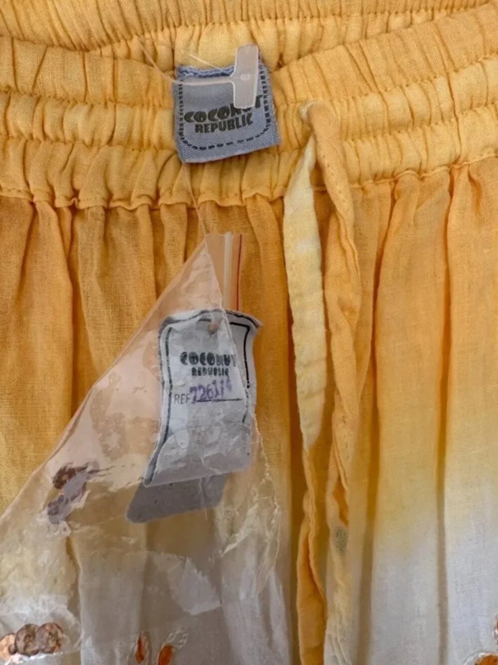 Yellow and White NWT Tie Dye Coconut Republic Size Medium Vintage Maxi Skirt